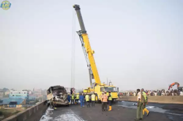 More photos from the fire accident at Kara bridge Lagos-Ibadan Express way